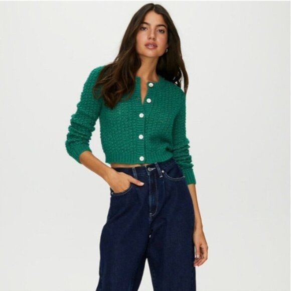 Wilfred Fortune Cardigan Alpaca Mohair Sweater Crochet Espace XXS Aritzia - Picture 3 of 14